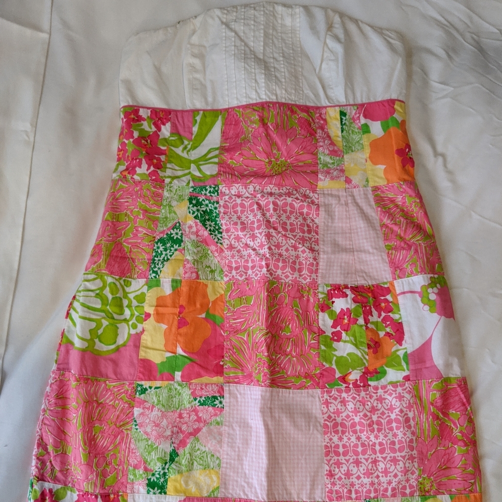Lilly Pulitzer Strapless Multi Fly Patch Dress - image 1